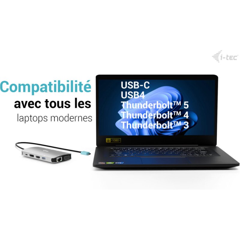 i-tec USB-C Metal Nano 3x Display (DP, HDMI and VGA) Docking Station + Power Delivery 100 W