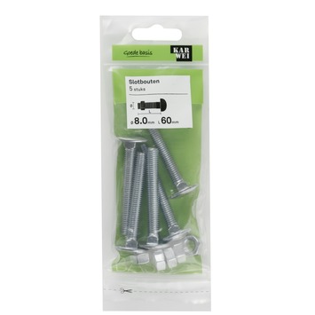 KARWEI slotbout verzinkt 8x60 mm (5 stuks)