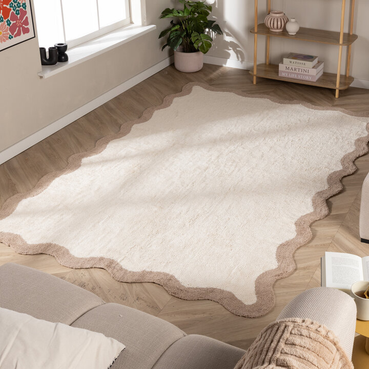 Wasbaar vloerkleed - Hazy Beige/Creme