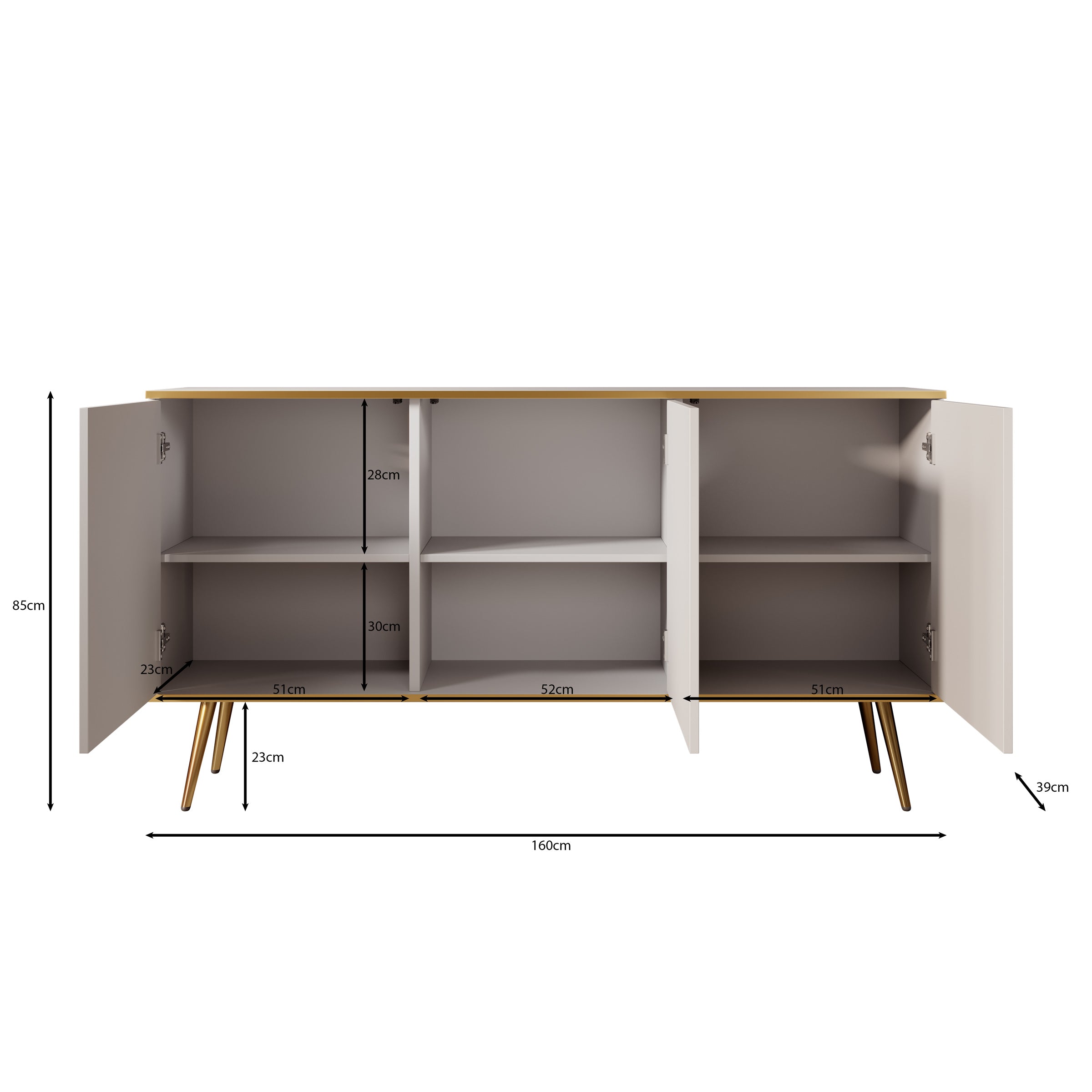 Orleans - Dressoir - Beige - 160x39x85 cm