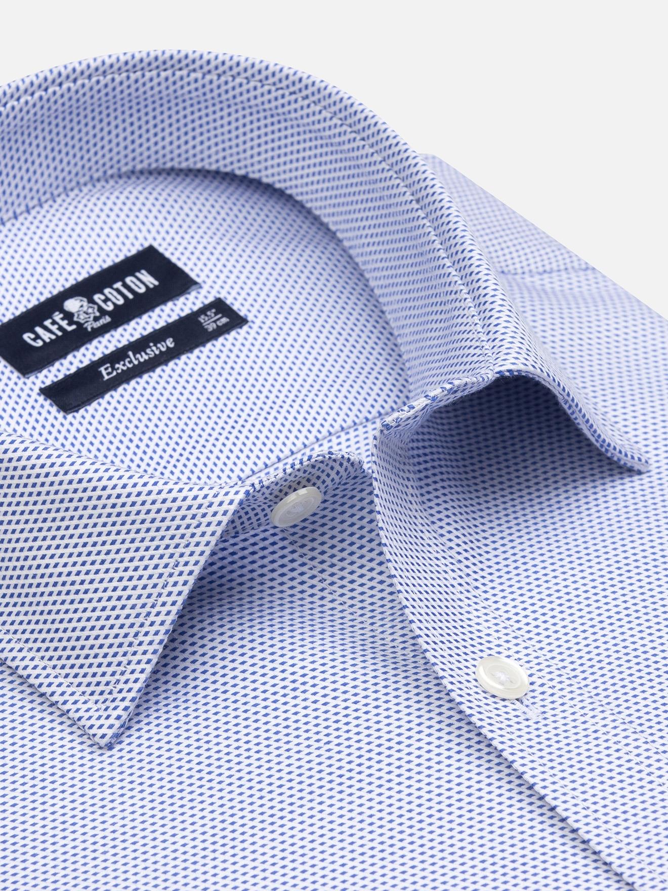 Chemise cintrée Caleb en twill bleu  - Petit col