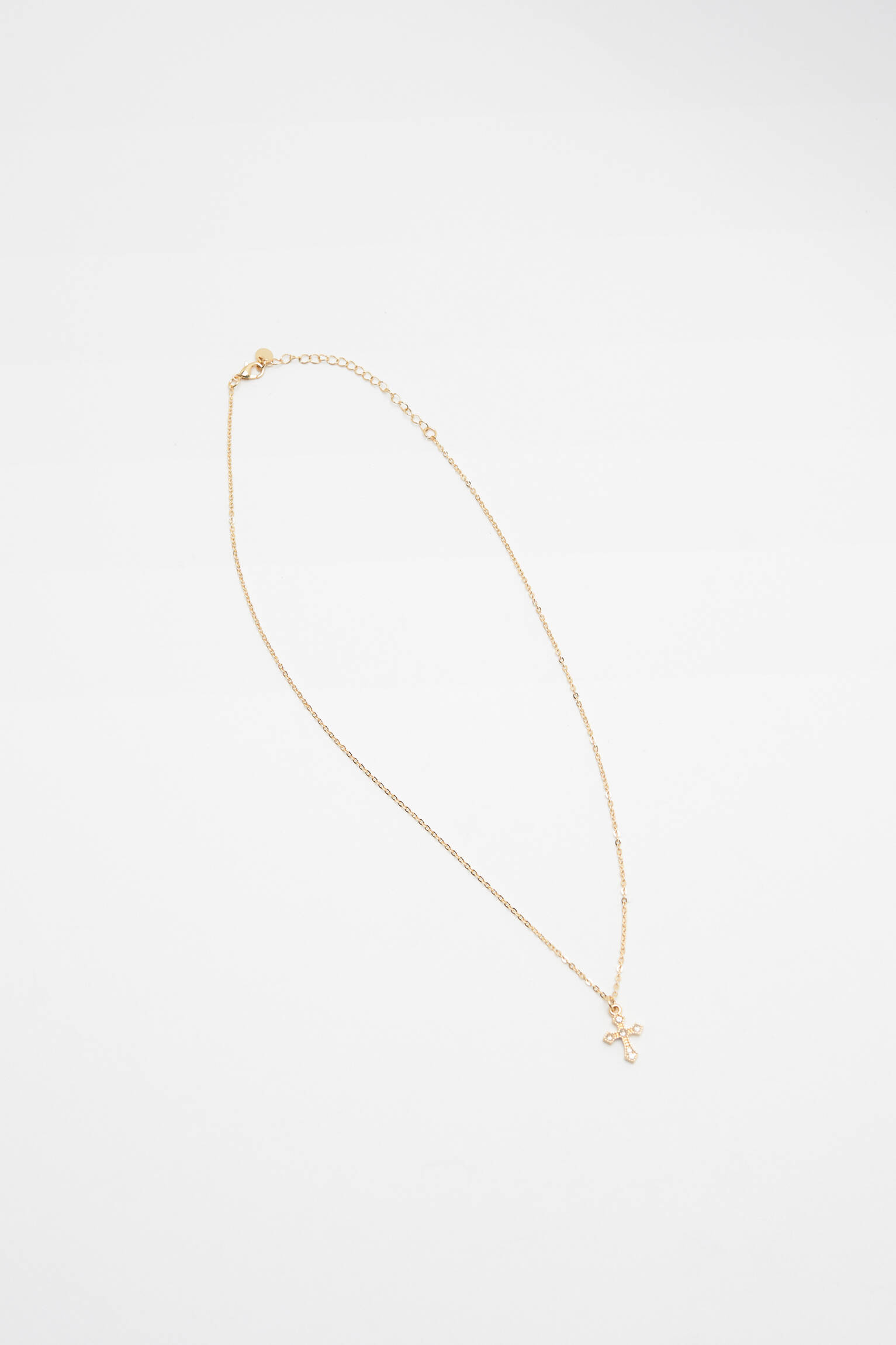 Colar com Cruz Brilhante - Dourado