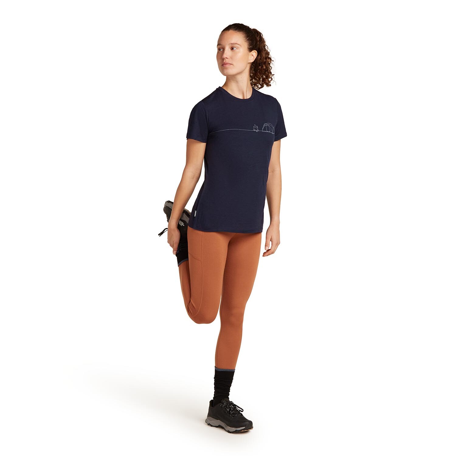 Icebreaker Womens 150 Tech Lite S/S Tee Single Line Camp