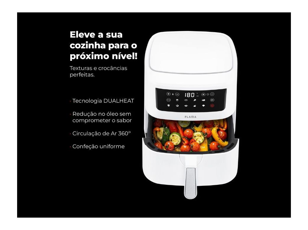FRITADEIRA SEM ÓLEO AIRFRYER FLAMA 691FL BRANCO 7.5L DIGITAL