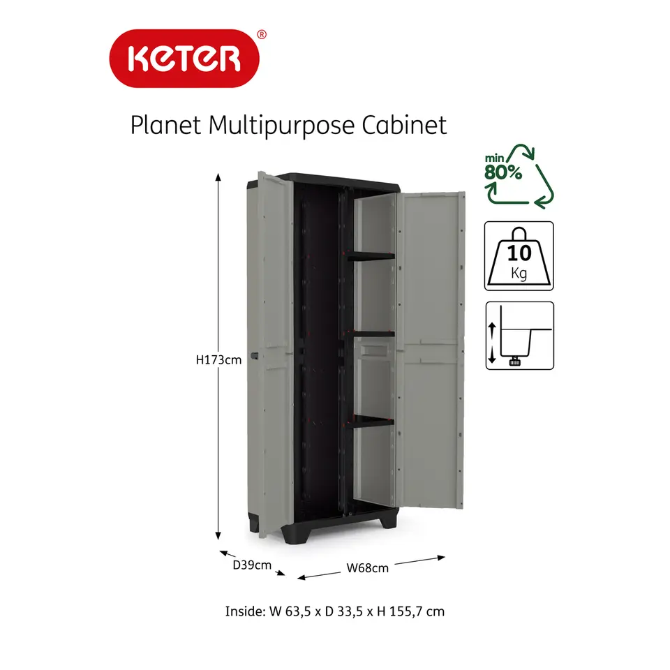 Keter Planet Opbergkast hoog - Multipurpose - 3 planken