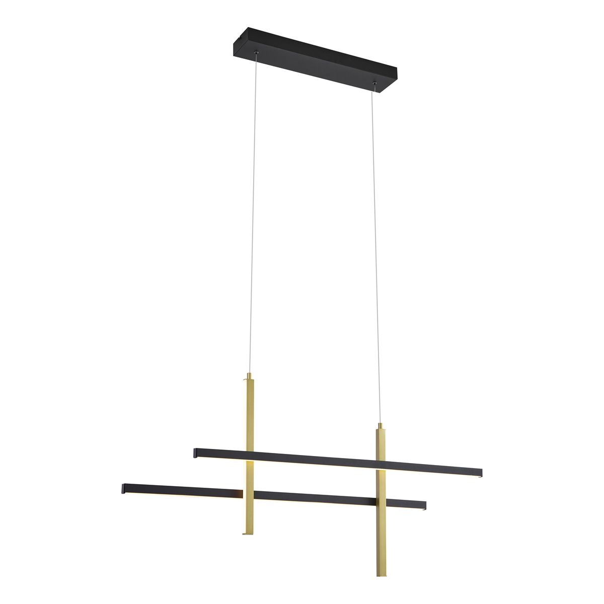 Design hanglamp H zwart met goud incl. LED 3-staps dimbaar- Joy