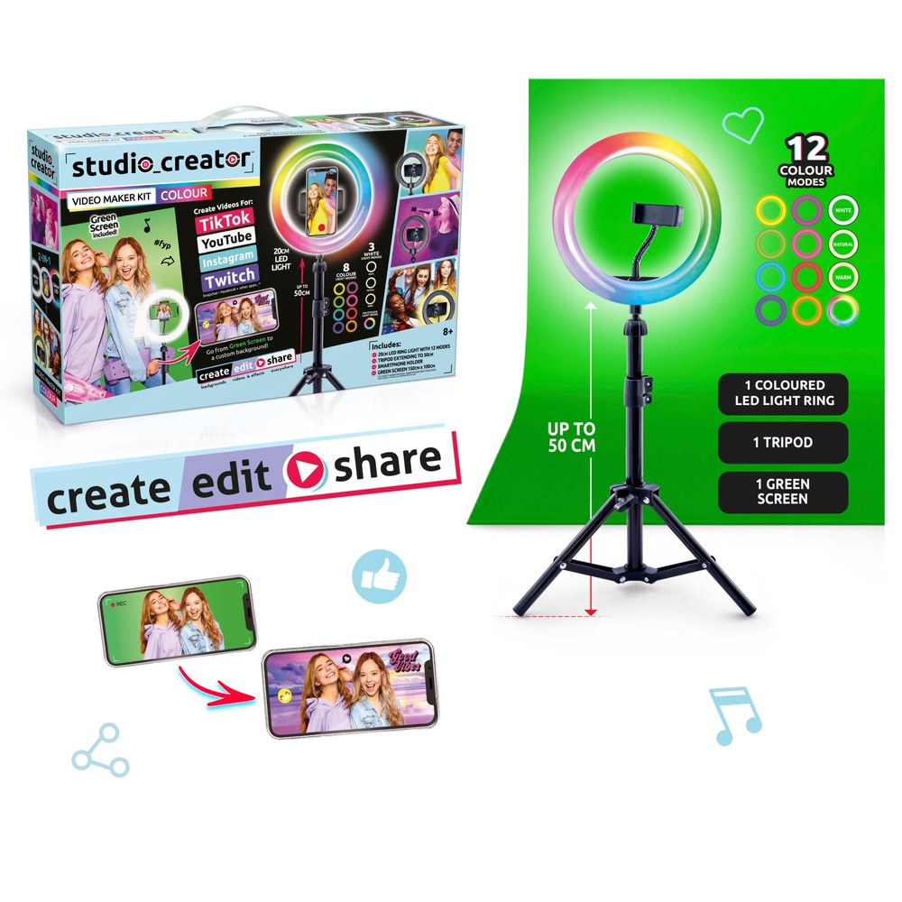 Studio Creator Video Maker mit 20 cm Farb-LED-Ringlicht