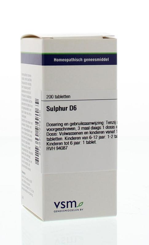 VSM Sulphur D6 200tab