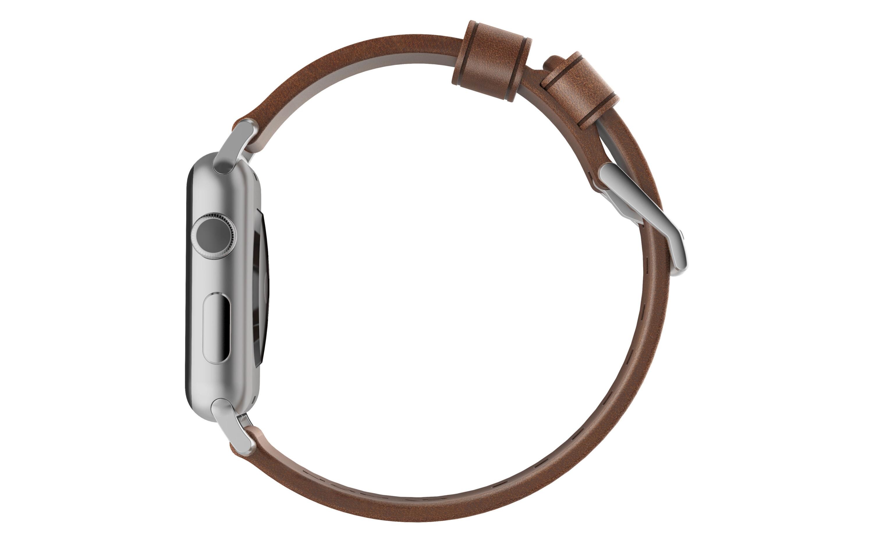 Lederarmband Modern Strap Apple Watch Braun/SilberPremium-Lederarmband für die Apple Watch