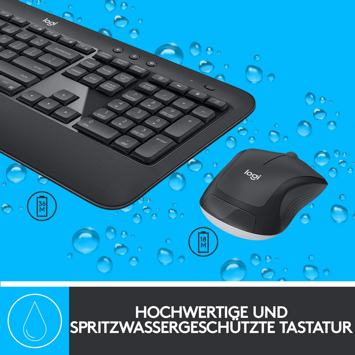 MK540 Advanced 2.4GHz Tastatur Keyboard CH Layout mit Zahlenblock   Maus (920-008677) - Schwarz