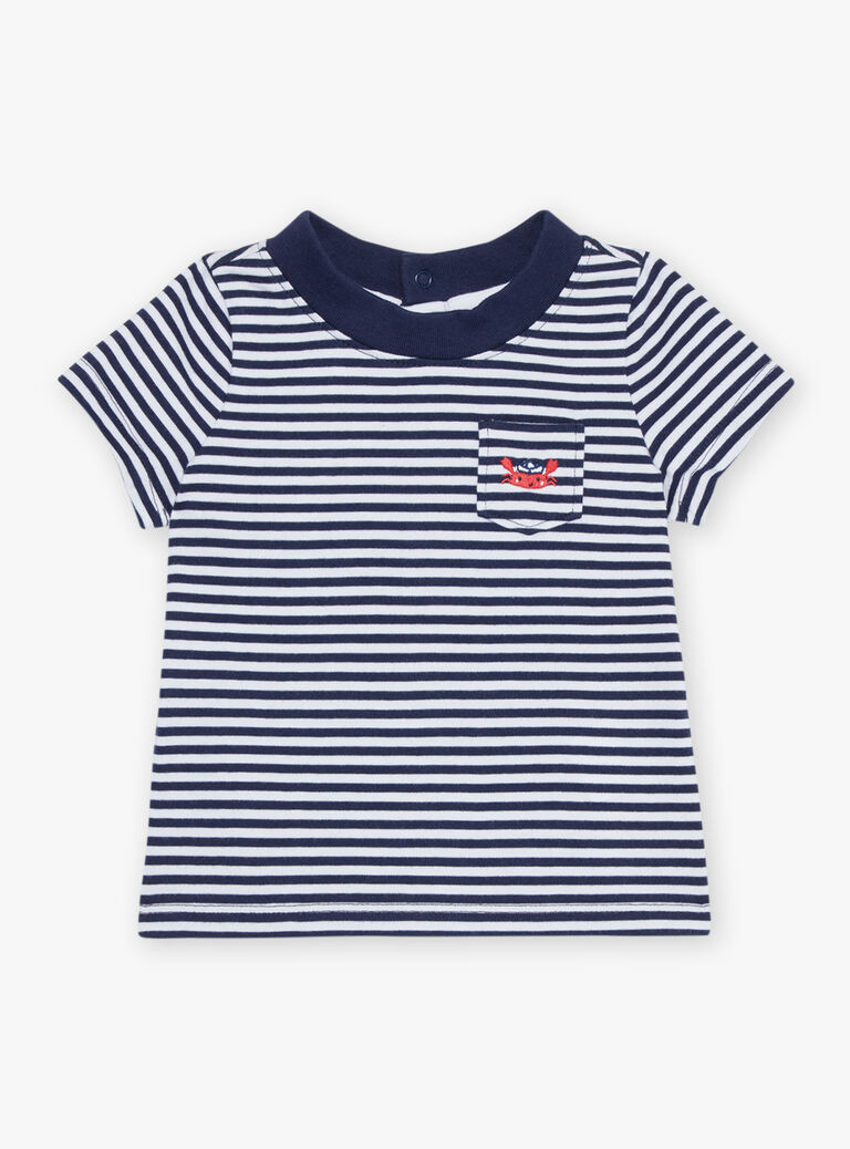 T-shirt à à rayures bleu marine et blanc en jersey