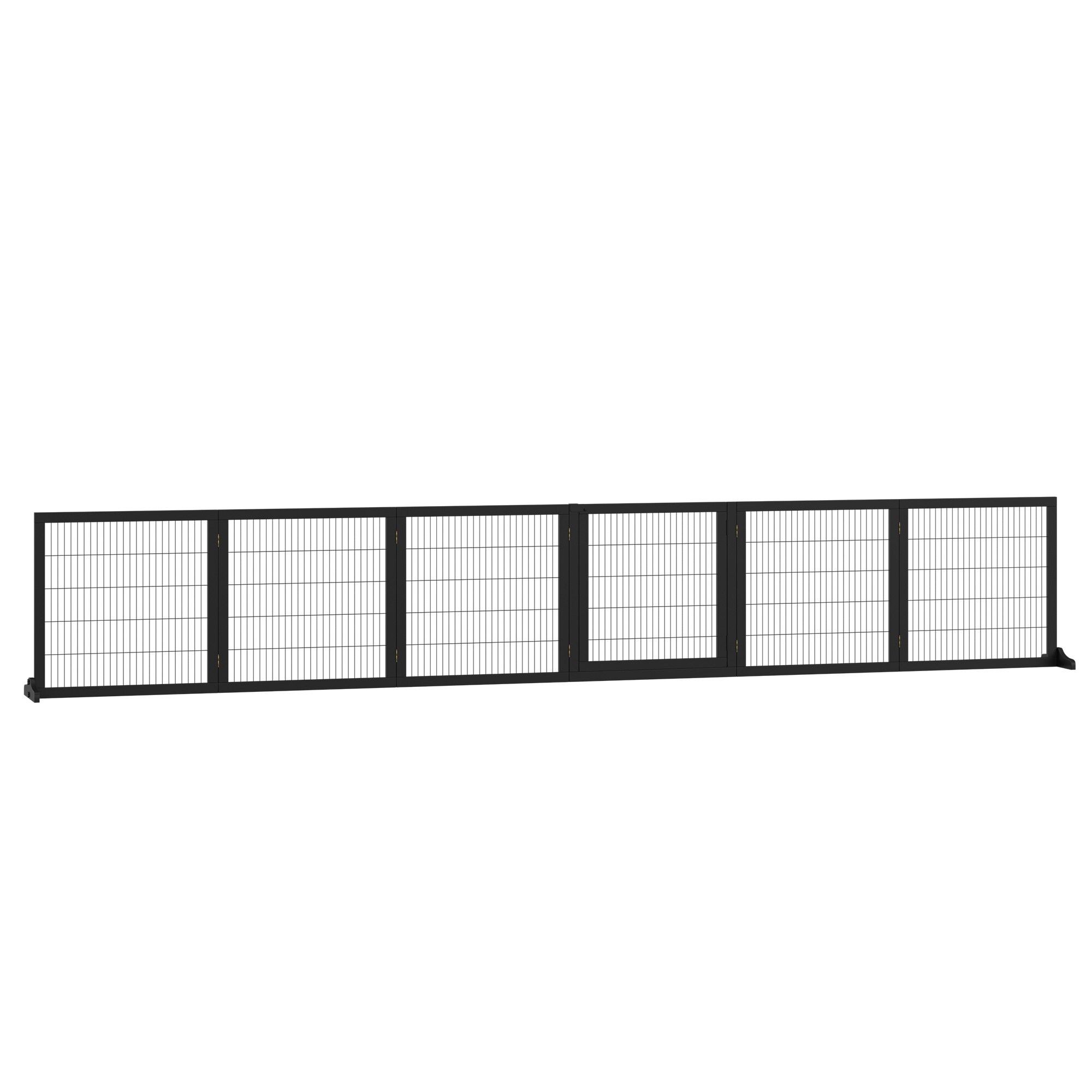 PawHut Türschutzgitter mit sechs separaten Paneelen schwarz 432L x 36B x 70H cm