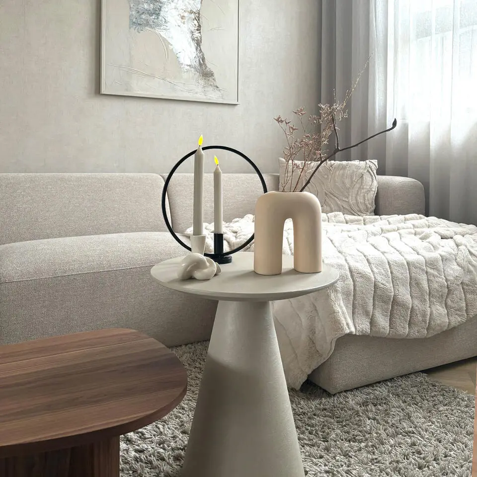 QUVIO Kandelaar - Rond - 29 cm - Metaal - Zwart