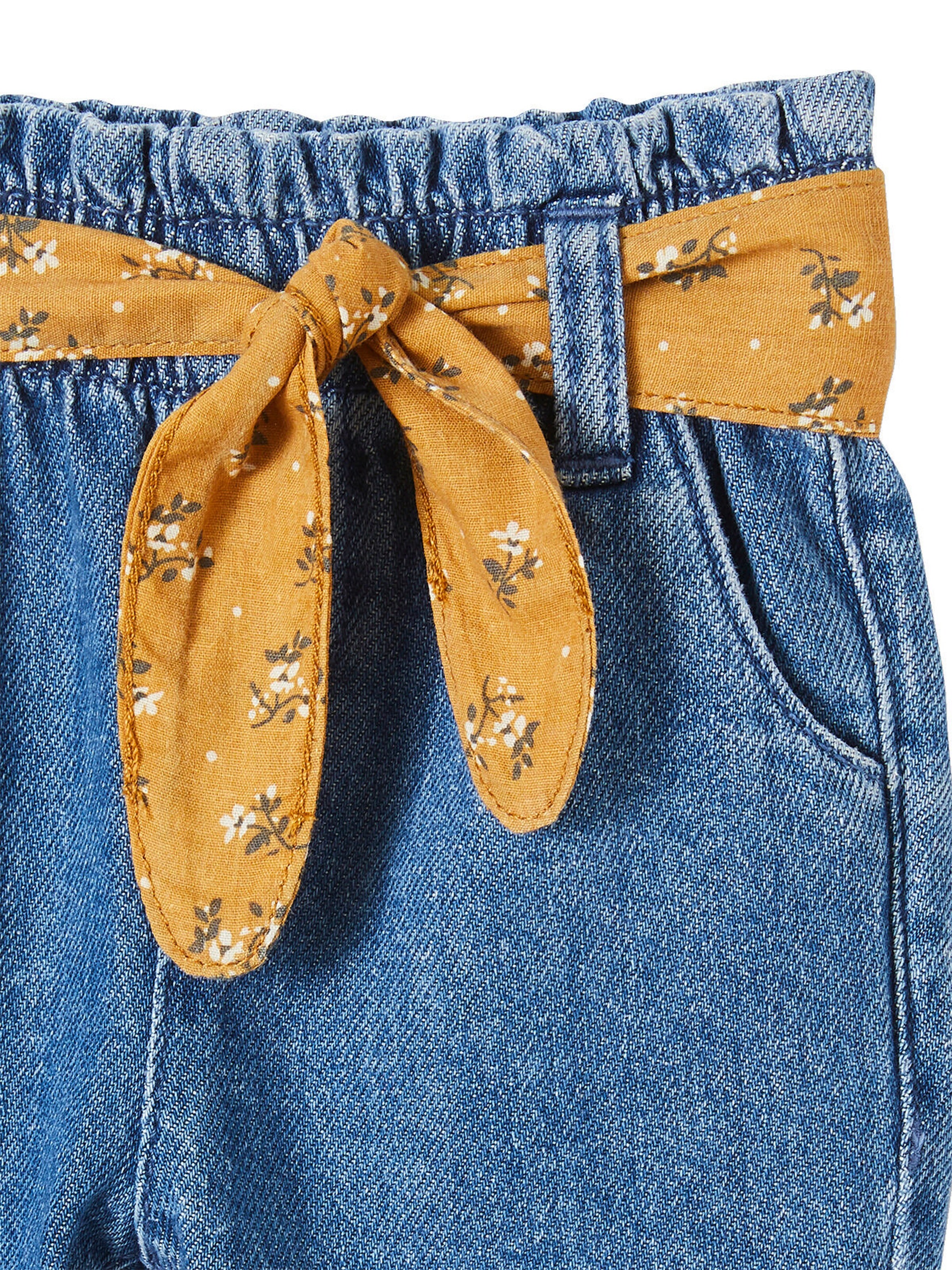 Vertbaudet Mädchen Baby Jeans mit Stoffgürtel blue stone