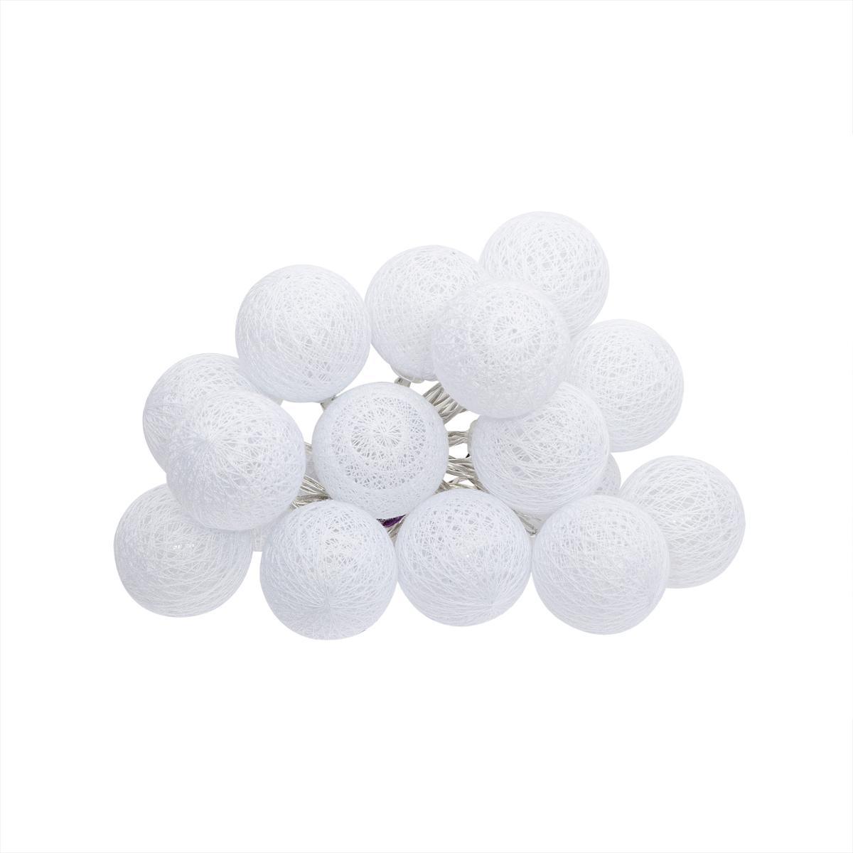 GUIRLANDE LED PILE 16 BOULES BLANC D.3.5CM