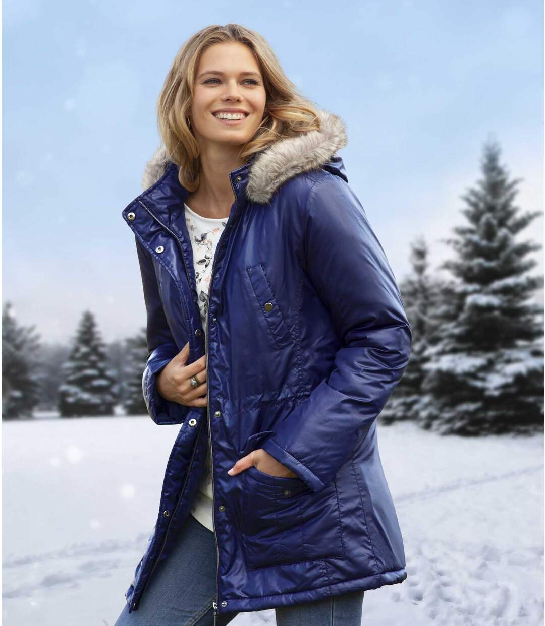 Parka à Capuche Fausse Fourrure