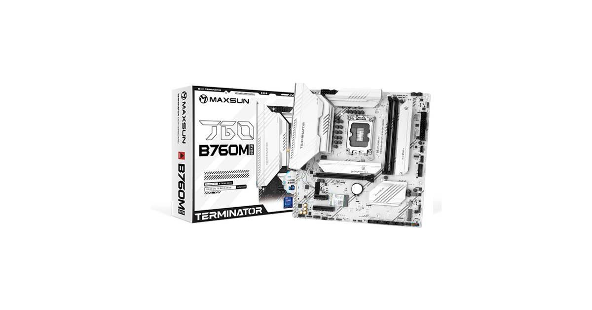 MAXSUNMS-Terminator B760M GKD5 ICE socket 1700 moederbord  (Zwart, RAID, 2.5 Gb-LAN, Sound, µATX)