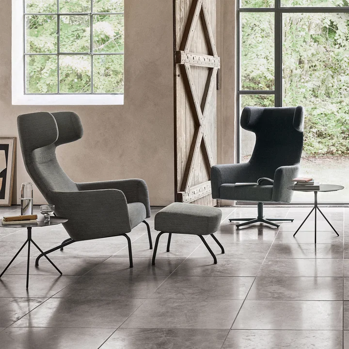 Softline - Havana Ohrensessel, Gestell schwarz / Filz hellgrau (620)