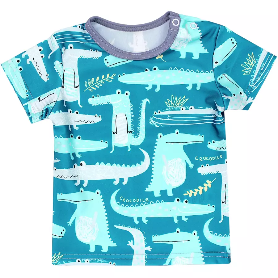 Aquarti Baby Jungen Bade-Set Zweiteiliger Badeanzug T-Shirt Hose blaugrau