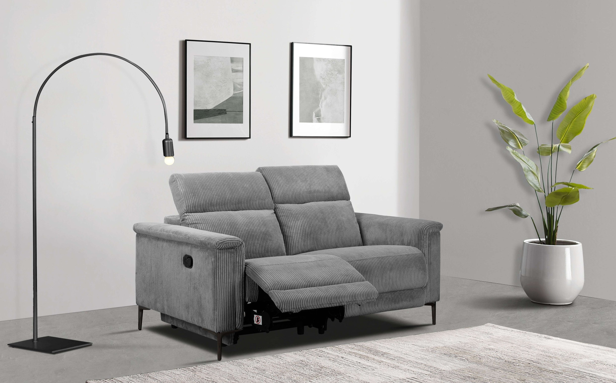 Home affaire 2-Sitzer »Lund in Cord, mit manueller o. elektrischer« Relaxfunktion, USB-C, Kopfteilverstellung, Breite 160 cm