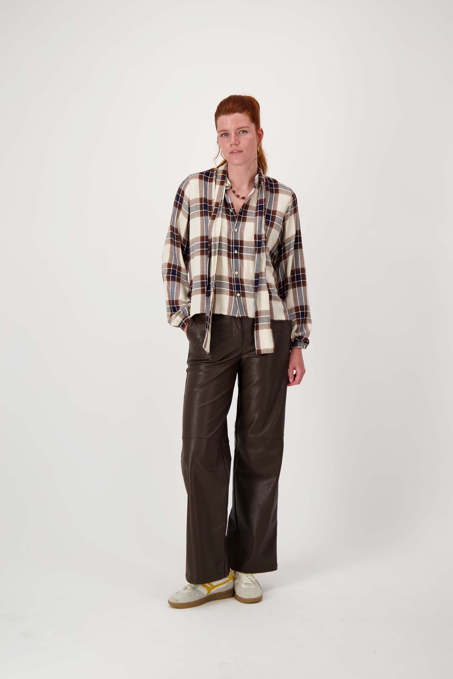 ruit blouse met strik