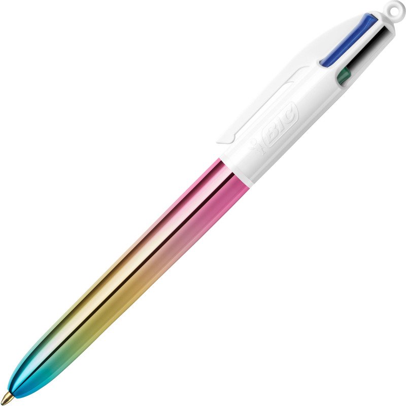 Stylo bille Bic 4 couleurs Gradient irisé rétractable pointe 1 mm - écriture moyenne