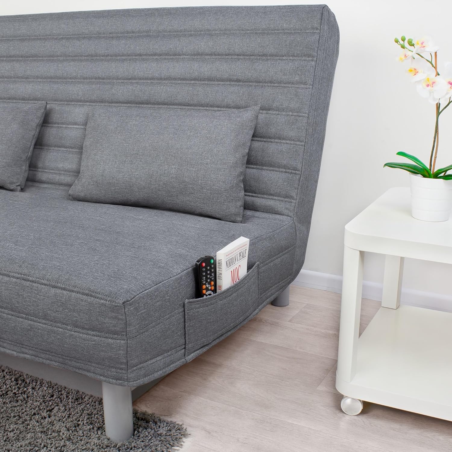 Gesteppter Bezug für Beddinge 3-er Bettsofa Streifen (Dark Gray L06)