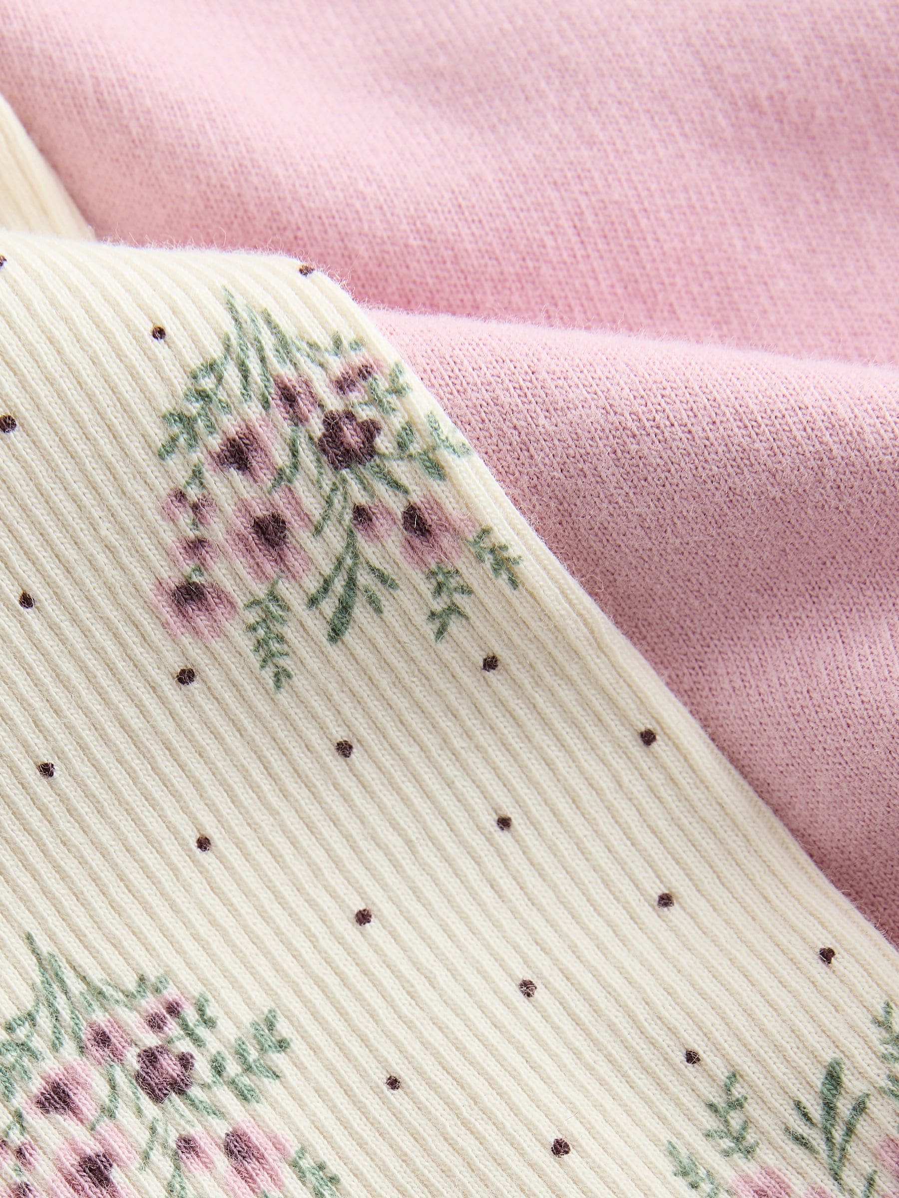 Zachtroze met bloemenprint - Set met top met lange mouwen en legging (3 mnd-7 jr)
