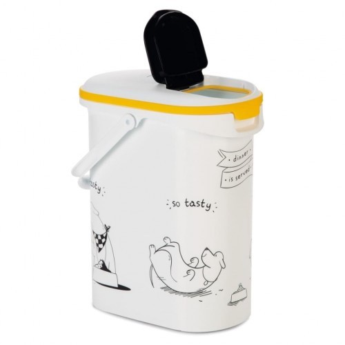 Recipiente para armazenar alimentos com estampa de cachorros, branco