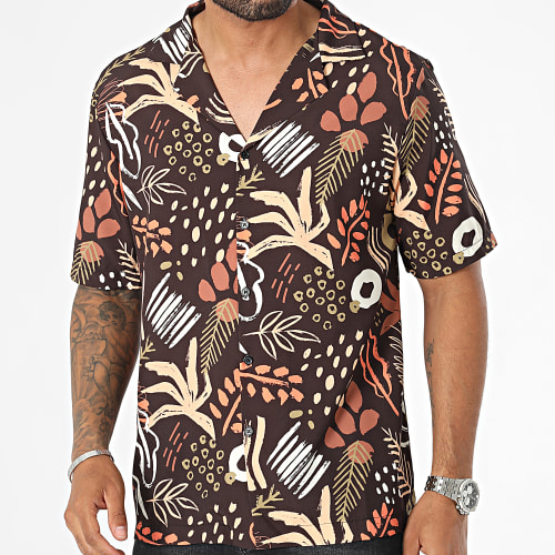 Chemise Manches Courtes Noir Floral