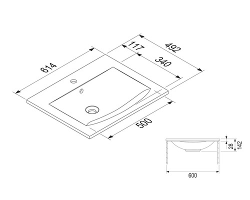 3-delige badkamermeubelset nobilia elements Urban BxHxD 90 x 140 x 46,1 cm Frontkleur wit mat Wastafel Onderkast Spiegelkast met LED-verlichting Wandkast Greep chroom mat 4004539046405