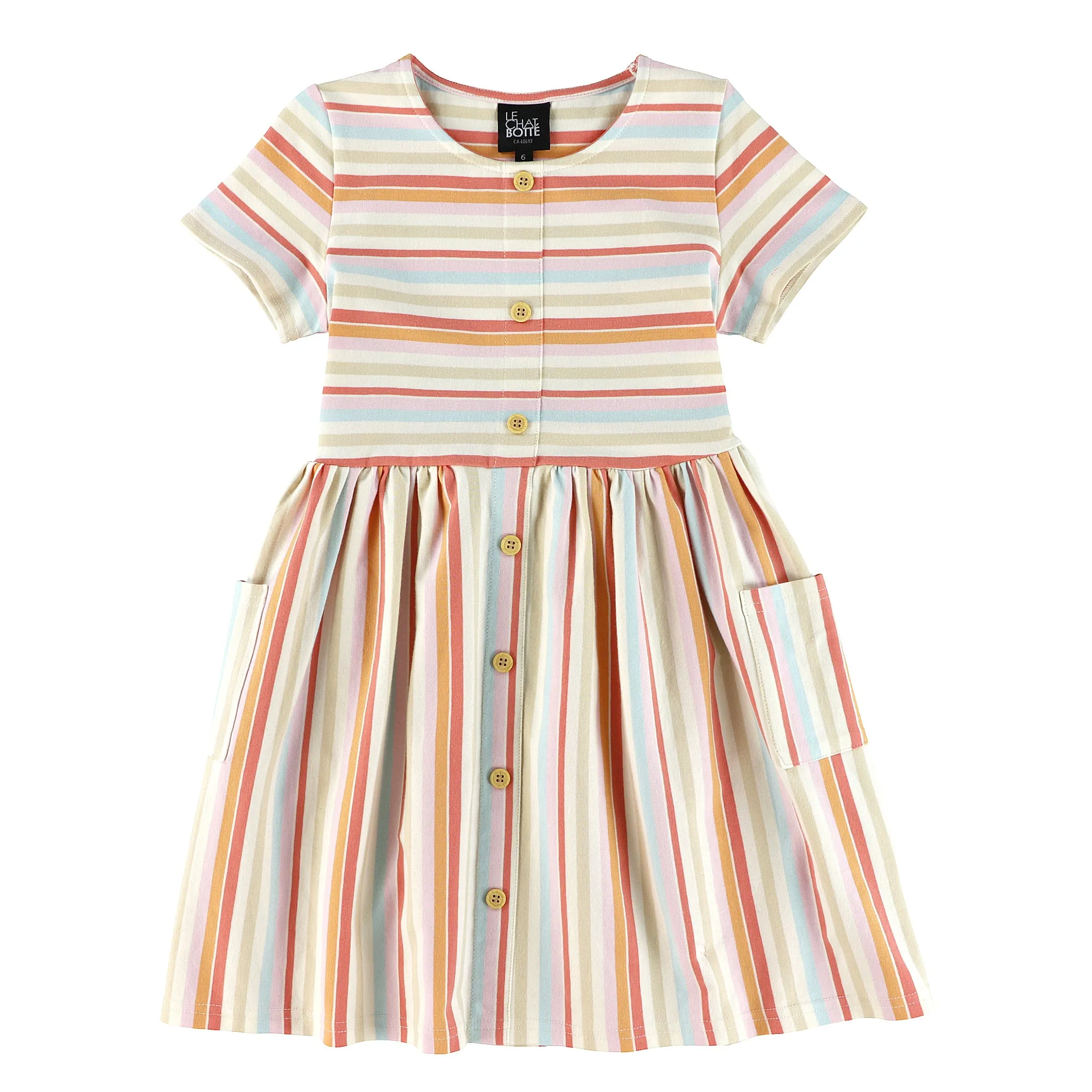 Chat Botté Robe Rayée Corail 2-8ans