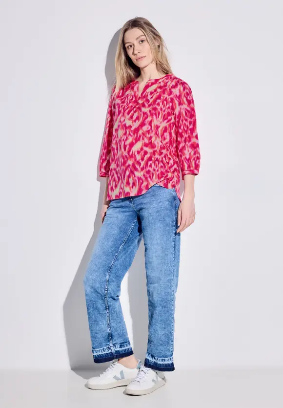 Bluse mit modernem Print - pink sorbet