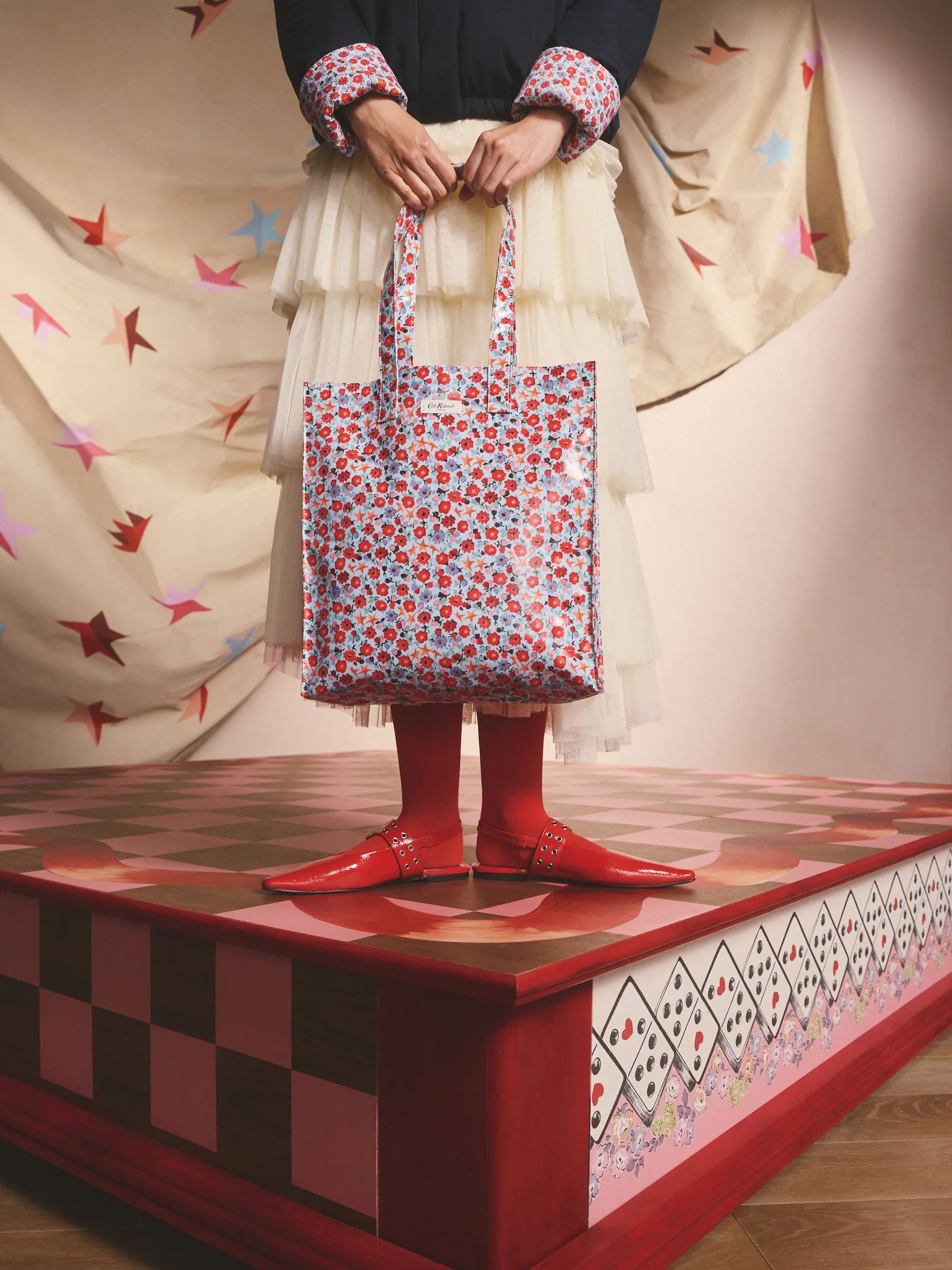 Blauwe vouwbare sterretjesprint - Cath Kidston grote boekentas