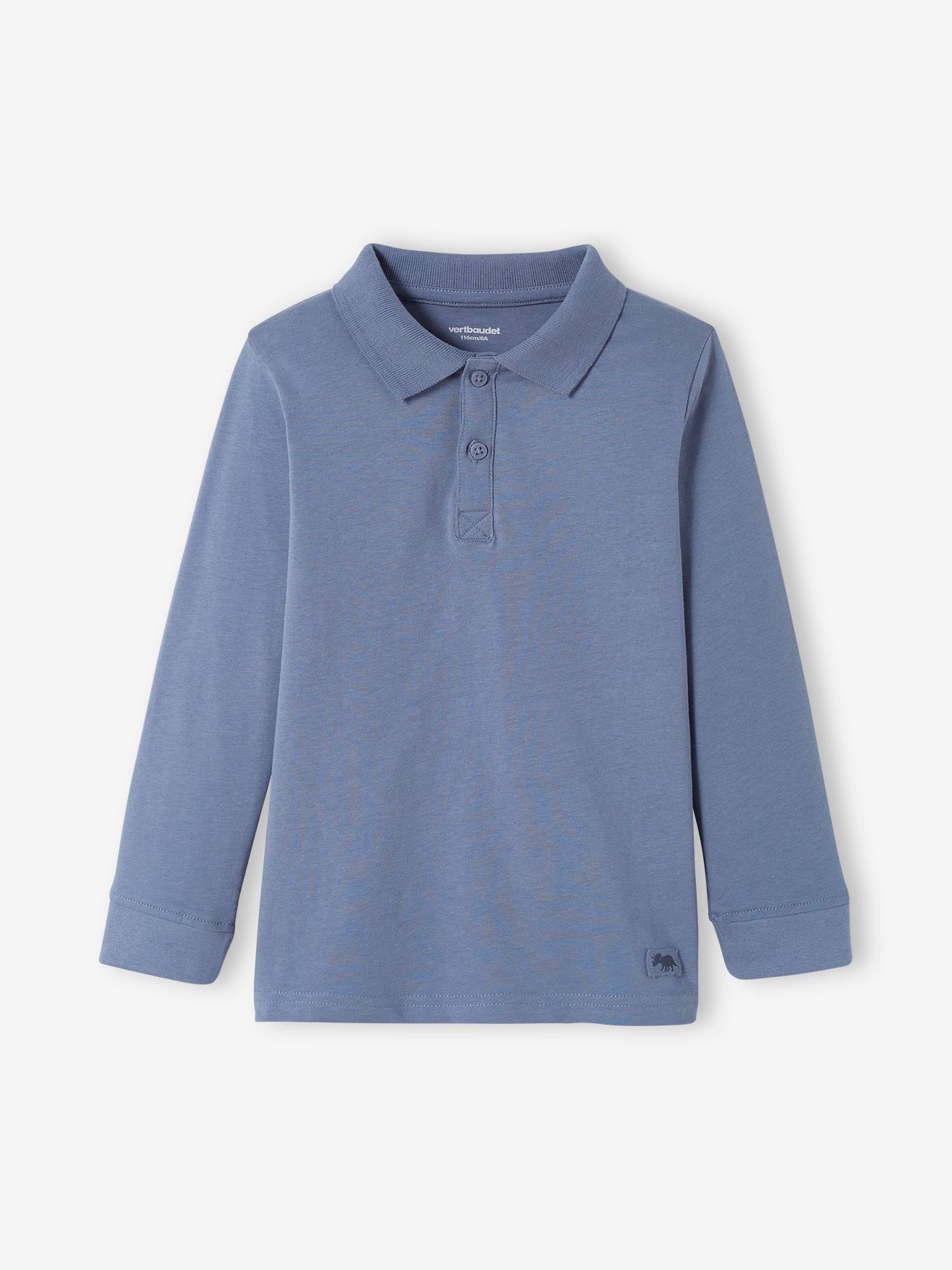 Conjunto de 2 camisas polo de manga comprida para meninos, azul médio, bicolor/multicoloridas.