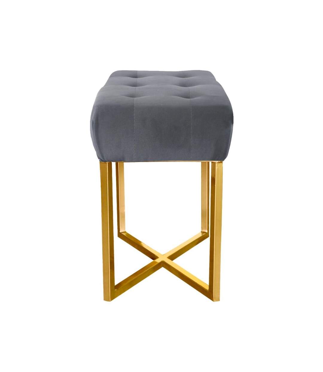 Paris Prix - Tabouret Pouf En Velours auvea 50cm Argent