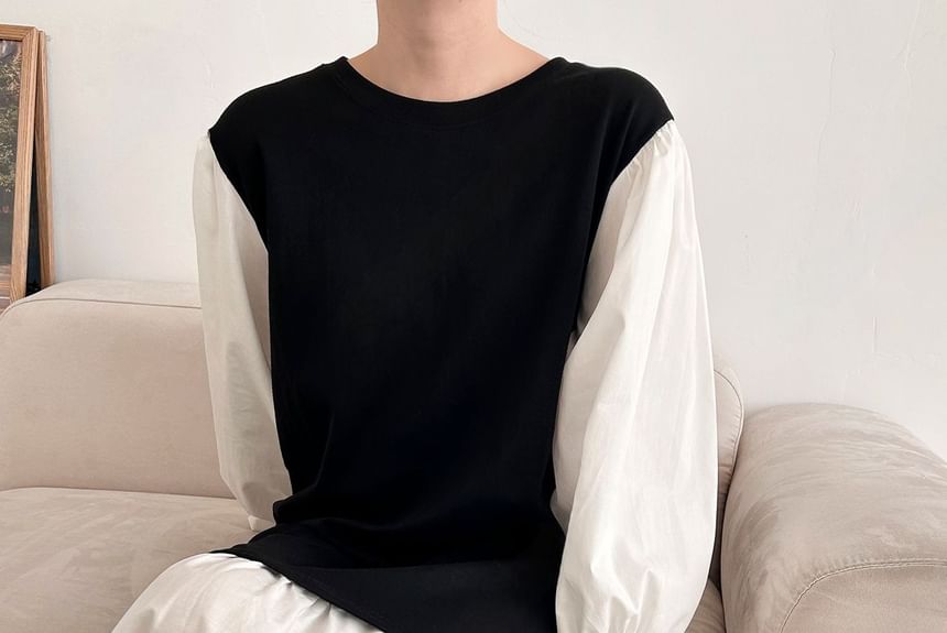 Chubby Girl - Midi-jurk met pofmouwen en twee kleuren