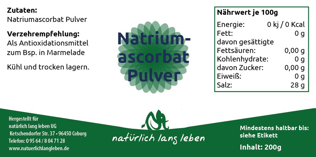 natürlich lang leben Natriumascorbat Pulver