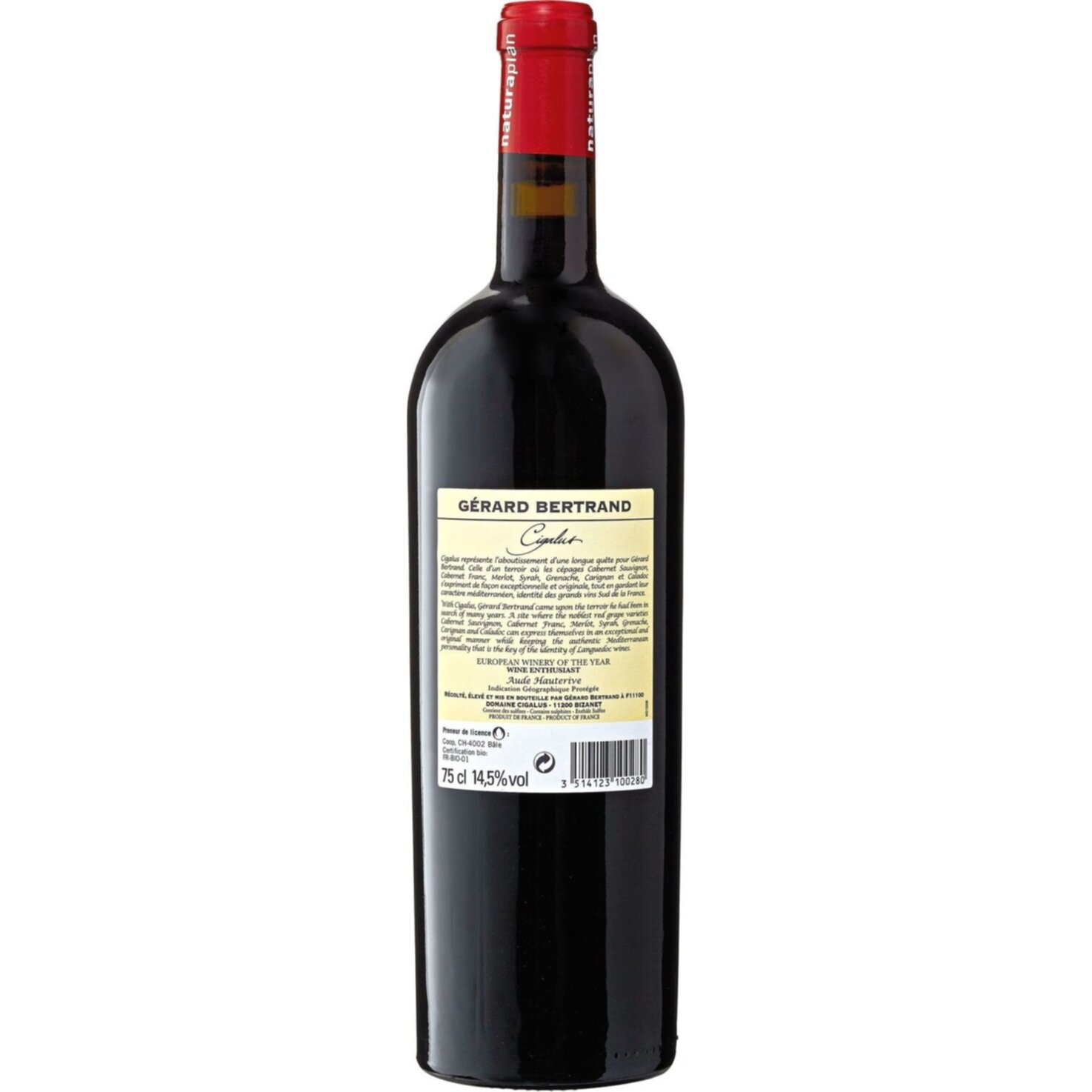Naturaplan Bio-Aude Hauterive IGP Cigalus Rouge Gérard Bertrand -75cl