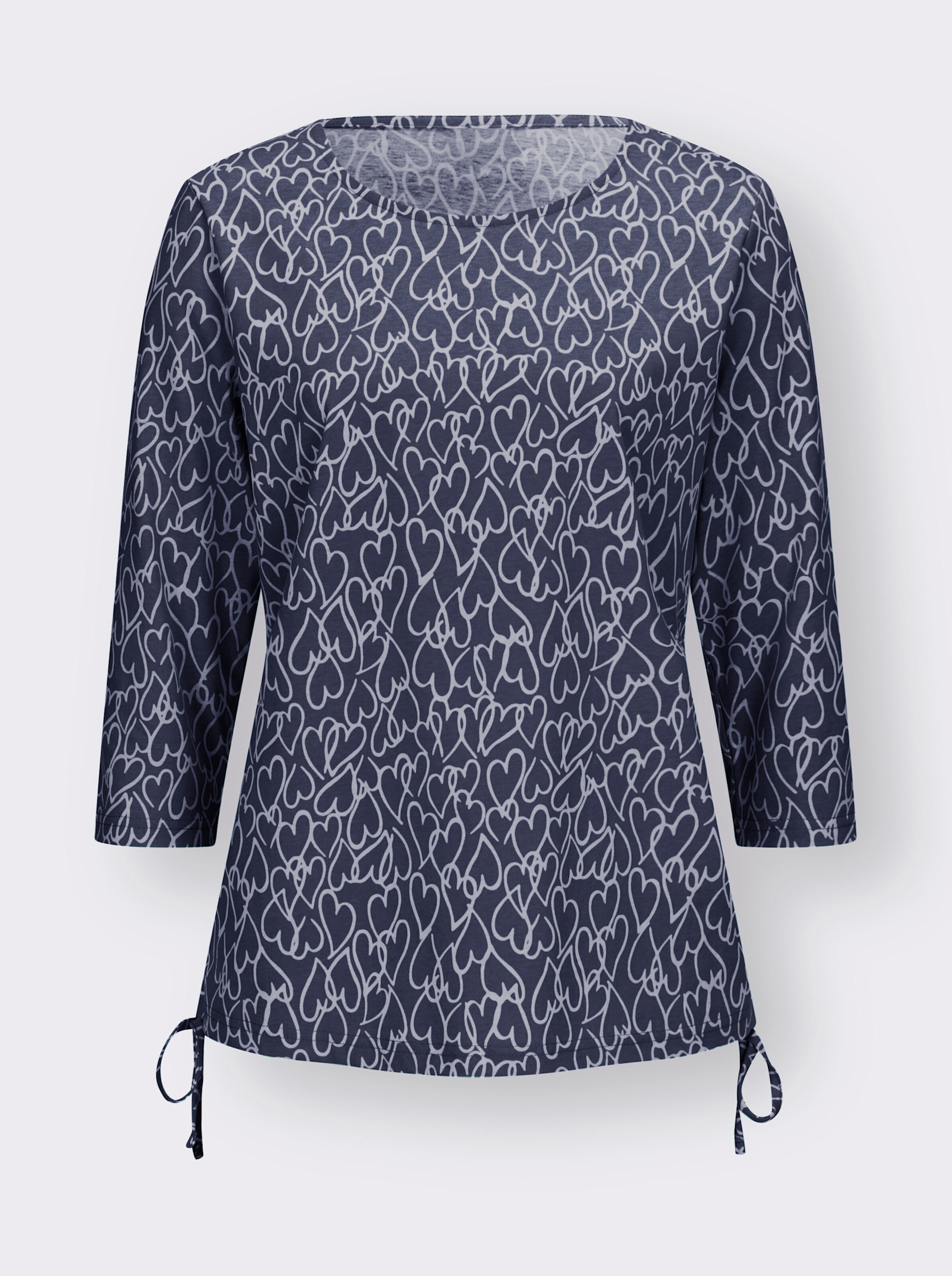 34-Arm-Shirt mit seitlicher Raffung