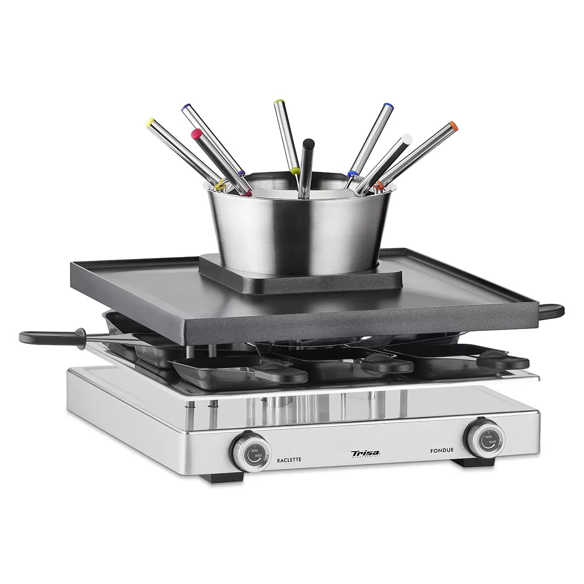 Raclettegerät Fondue Fusion schwarz,silber