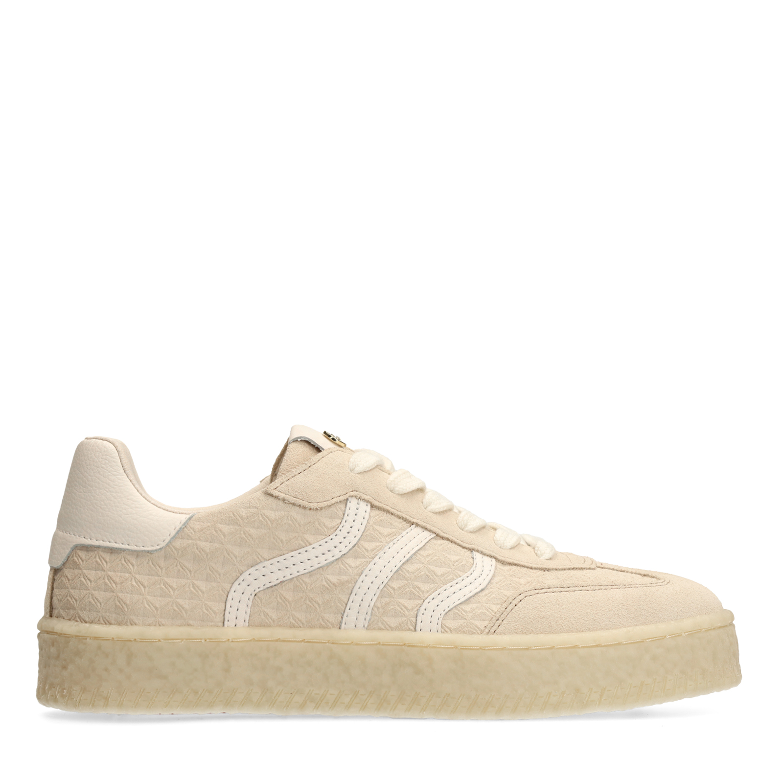 Off white leren sneakers met suède details