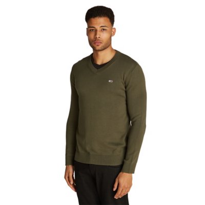 Pull homme Col V Kaki TOMMY HILFIGER