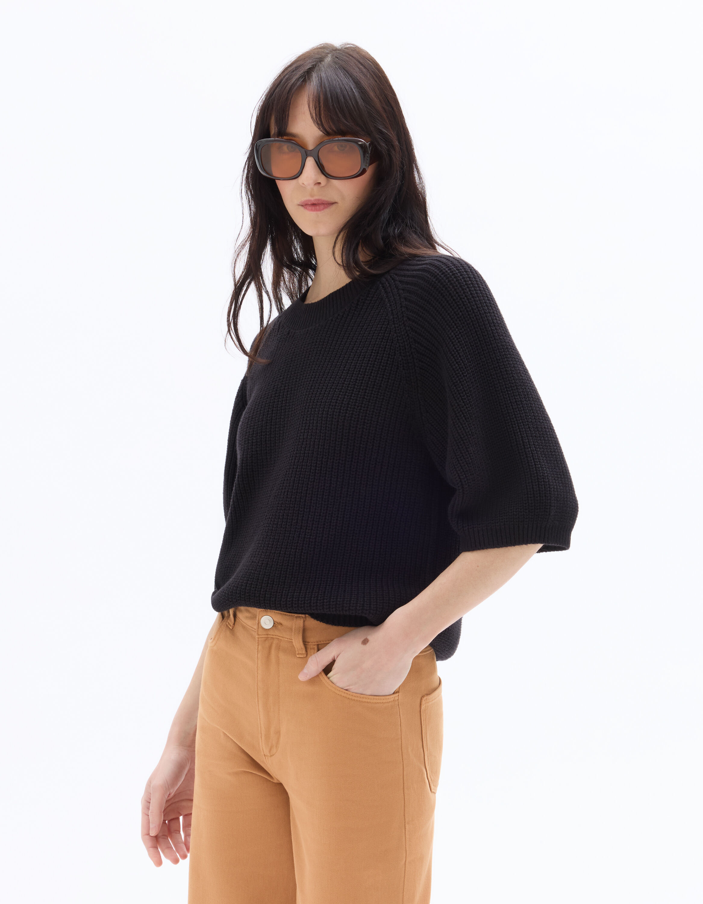 Pull oversize manches 3/4 - noir