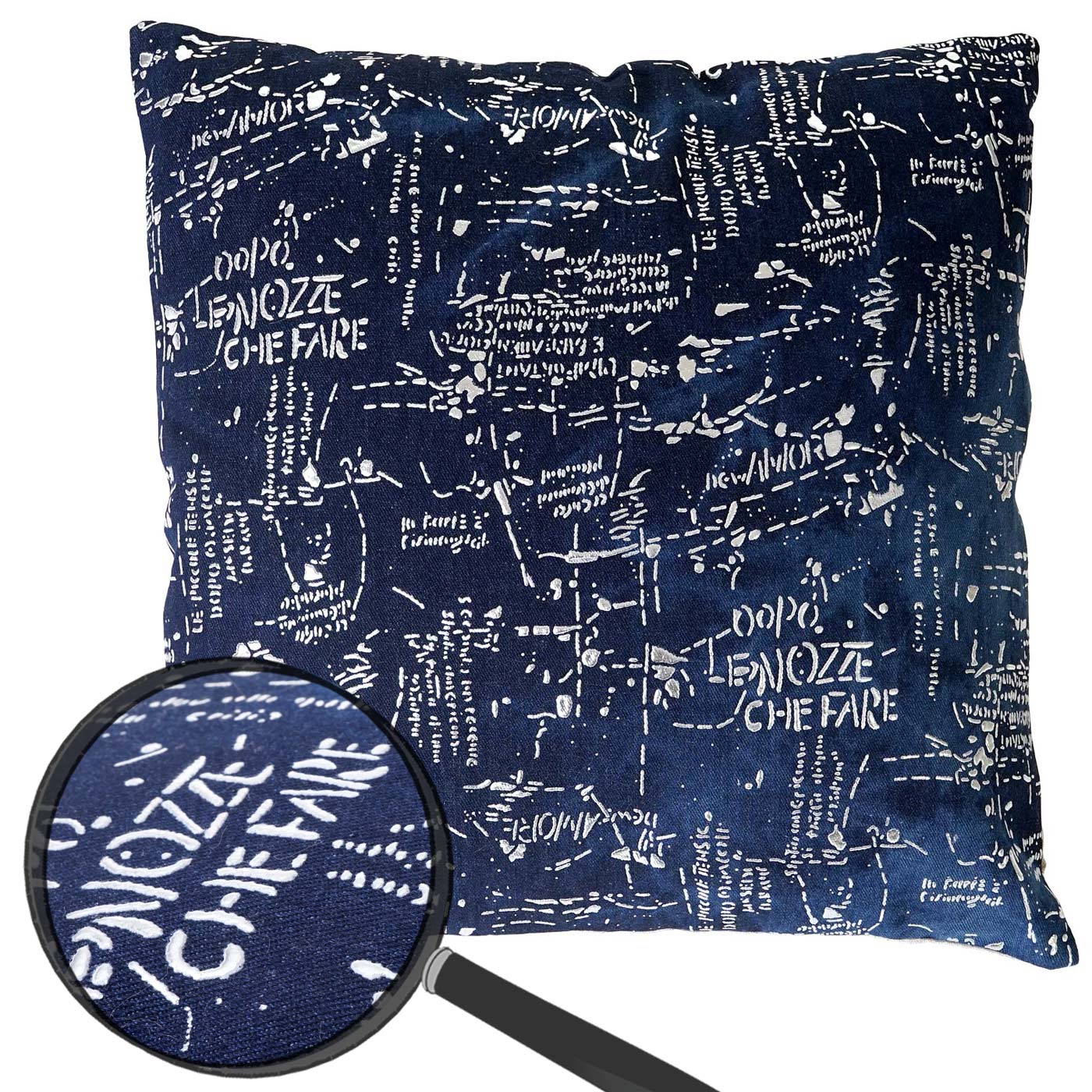 Zierkissen Schrift, Sofakissen Deko-Kissen mit Füllung, blau Glanz-Effekt 45x45cm