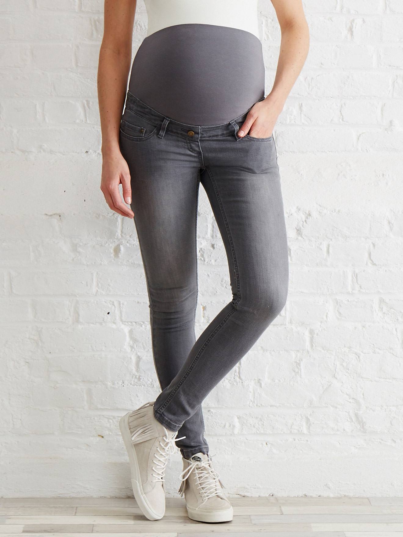 Calça jeans flare para gestante, comprimento da perna 85 cm, jeans natural