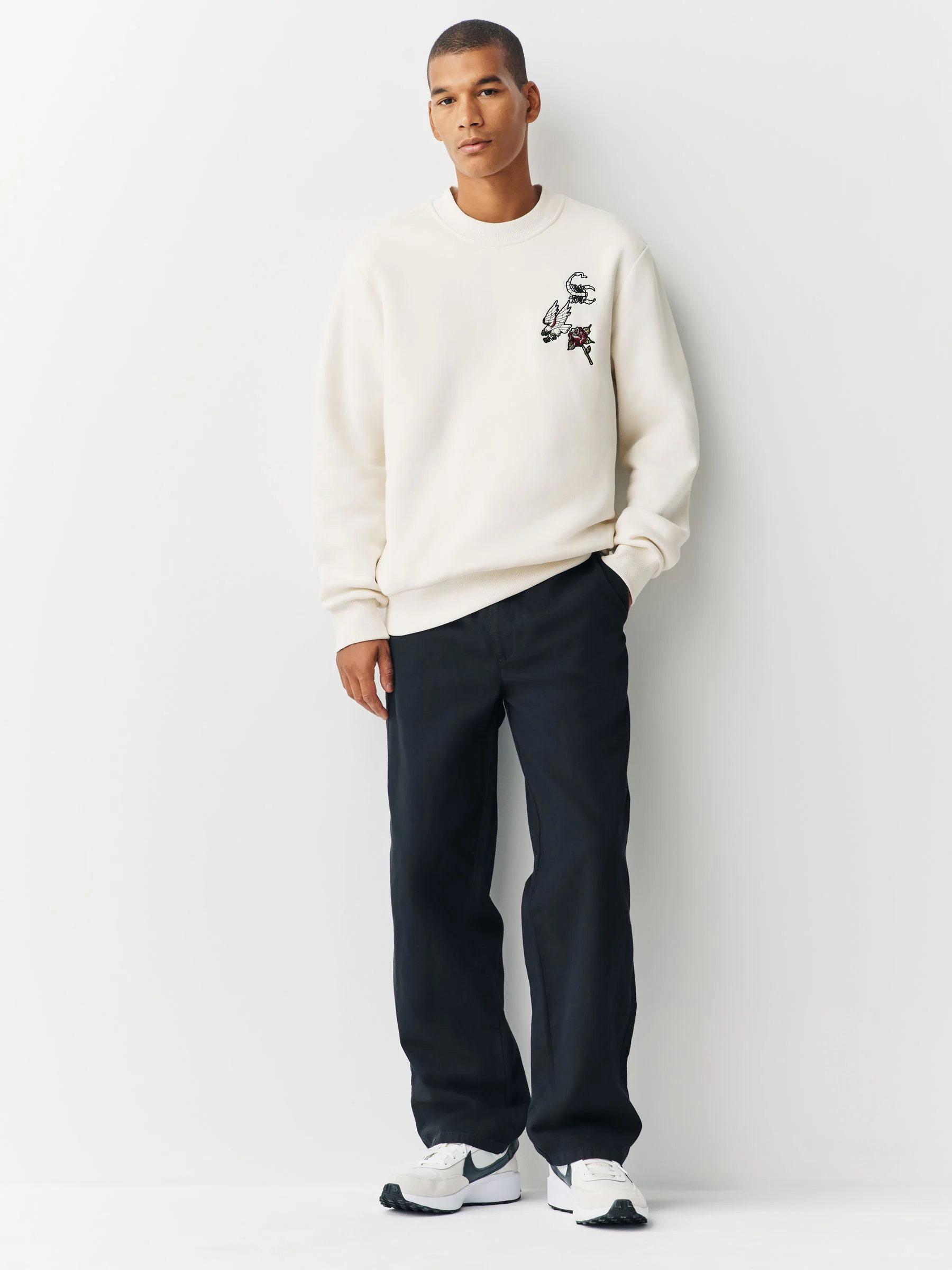 Ecru wit - Cotton Rich Crew Graphic Print Sweatshirt