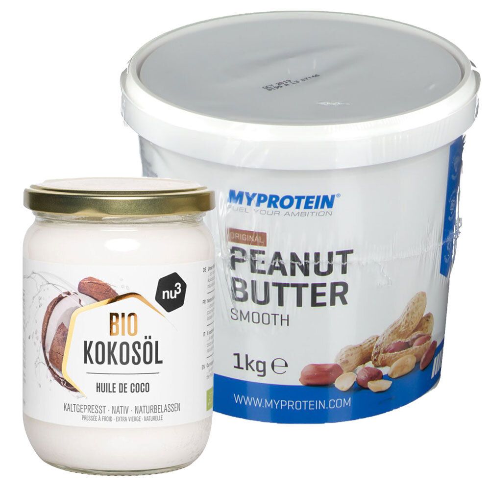 MyProtein Erdnussbutter, fein + nu3 Bio Kokosöl, nativ