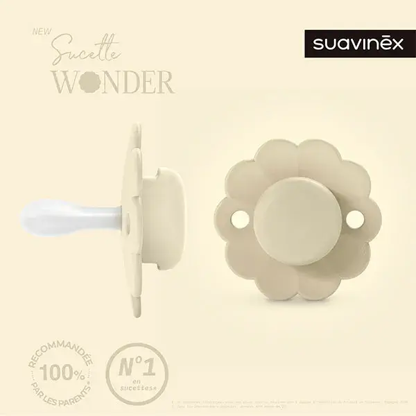 Suavinex, Wonder, Sucette réversible SXPRO 0/6mois Wonder - Whitecap gray