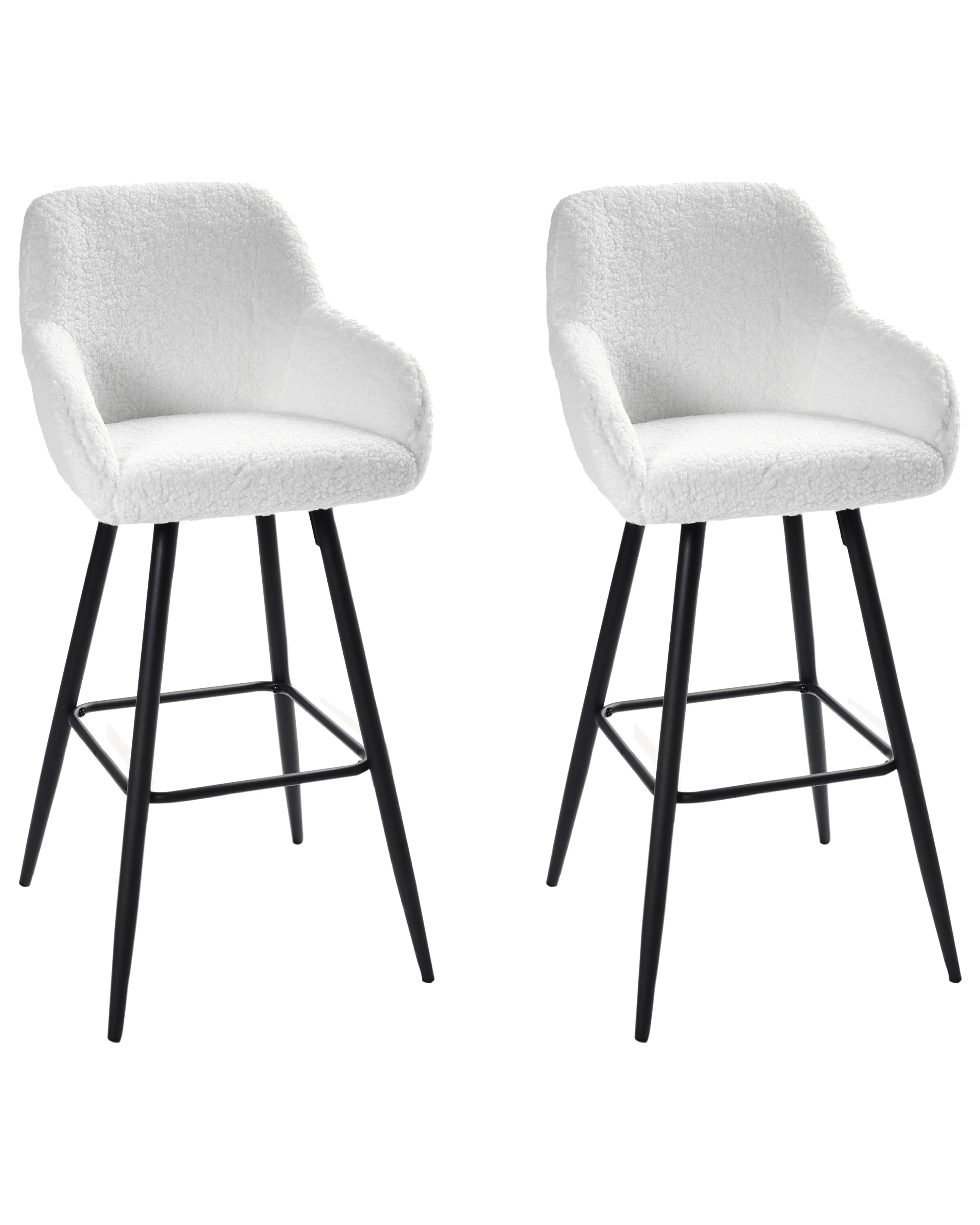 Set van 2 barstoelen CASMALIA Bouclé Gebroken wit